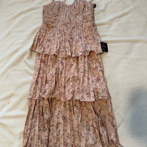 Lulu's Floral Pink Tiered Dress
